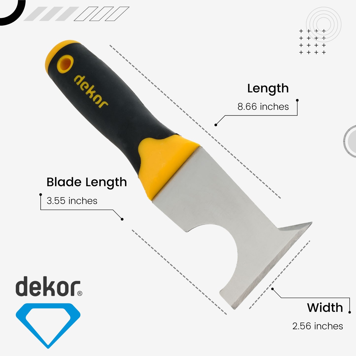 DEKOR Painters Tool - 2.56" - German Stainless Steel - Soft Grip