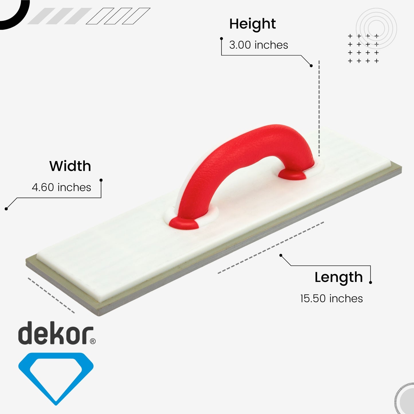 DEKOR Grout Float - 15" x 4.50" - Commercial and DIY Level