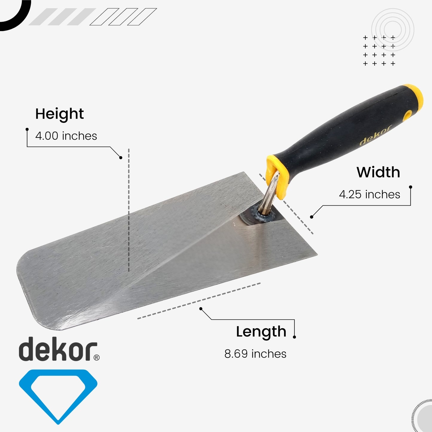 DEKOR Torino Style Plaster and Brick Trowel - 9" - Spring Steel