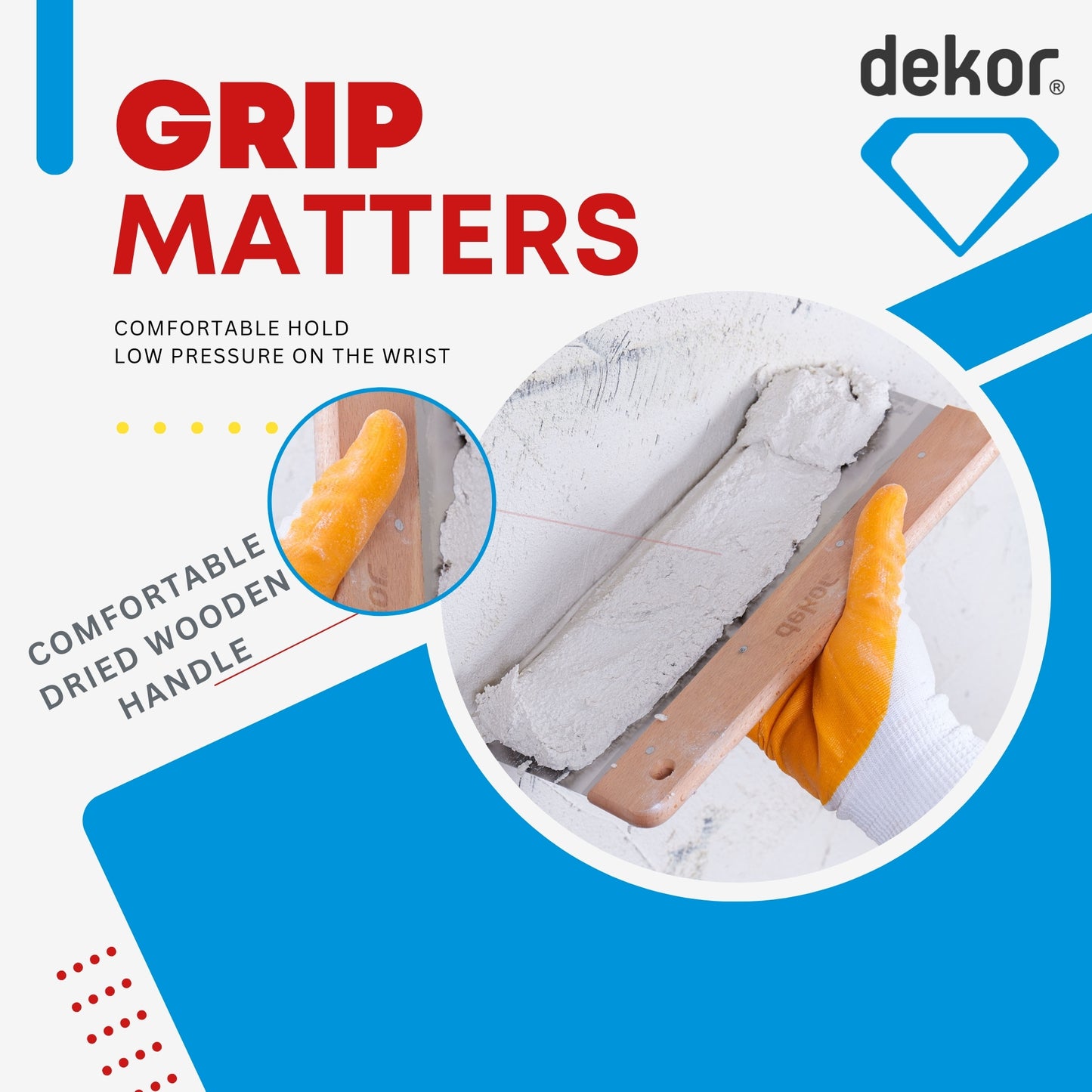DEKOR Taping Knife - 12" - German Stainless Steel - Wooden Handle