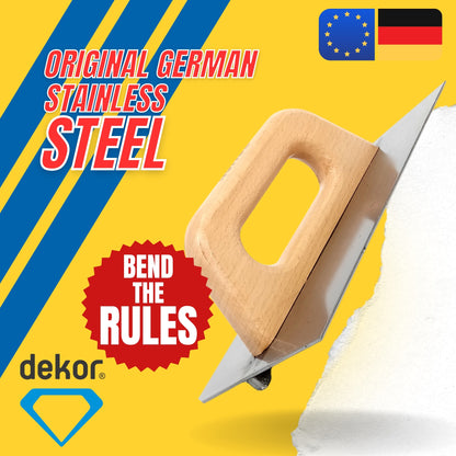 DEKOR Groover Trowel - 8.85" x 5.90" - German Stainless Steel - Wooden Handle