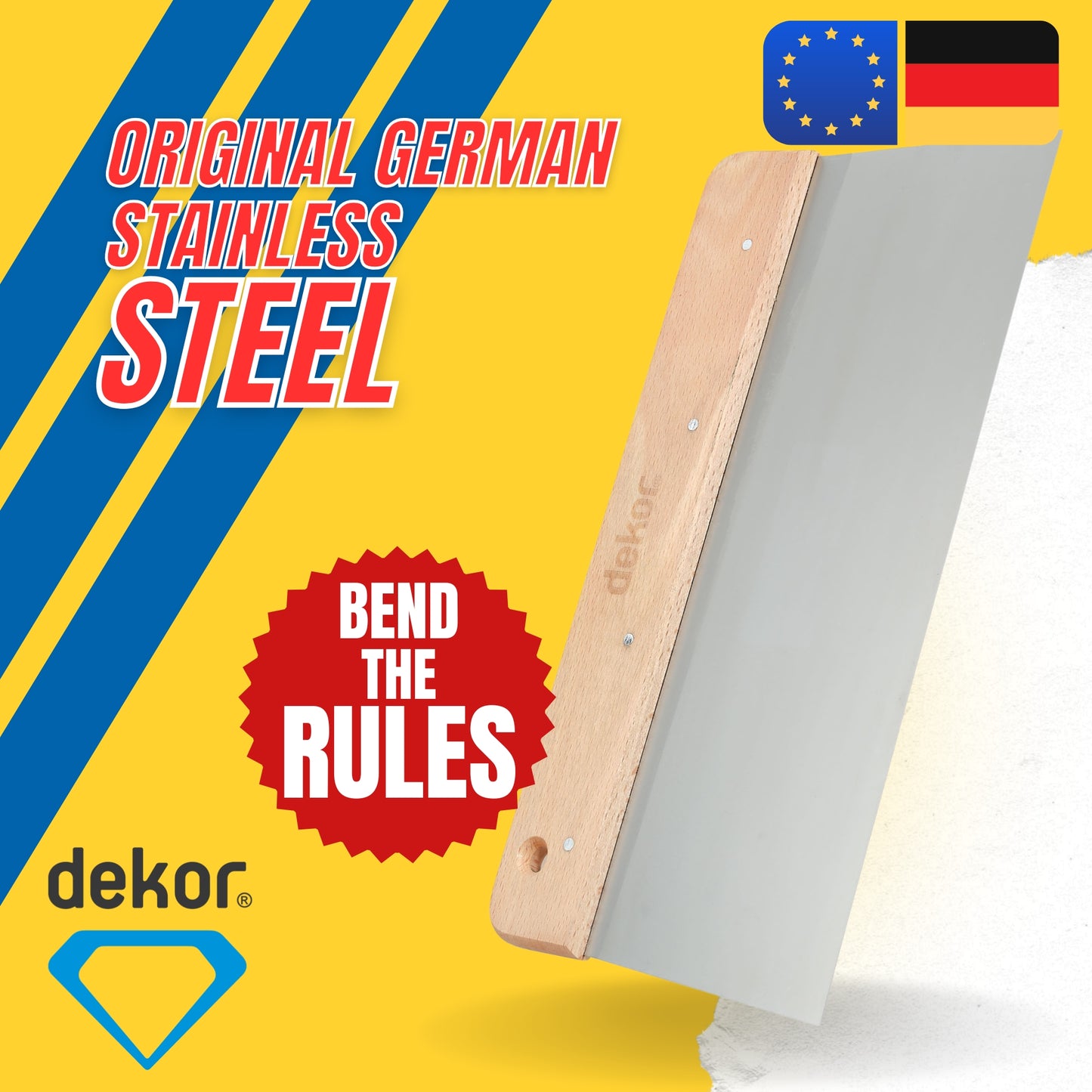 DEKOR Taping Knife - 12" - German Stainless Steel - Wooden Handle