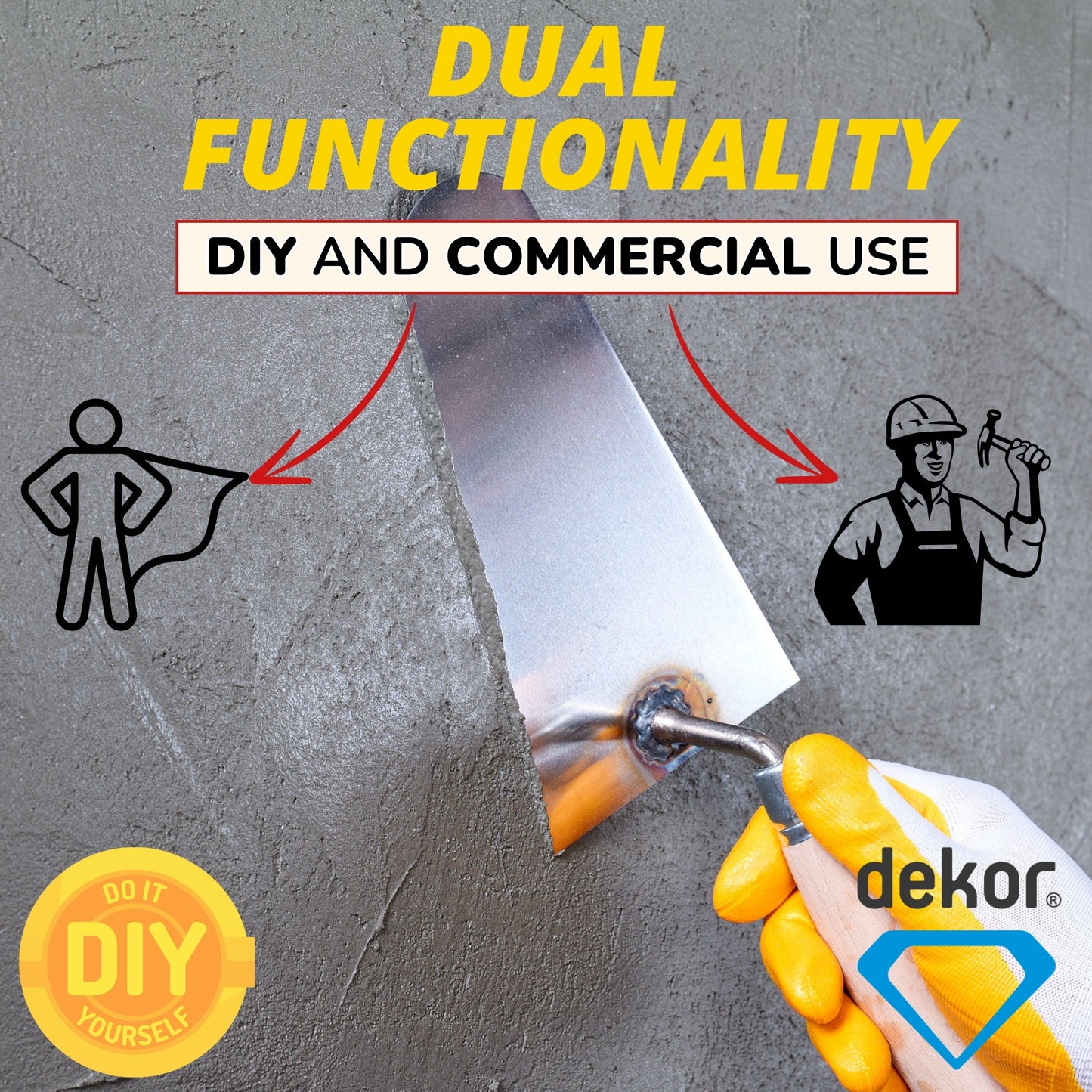 DEKOR Plaster and Brick Trowel - 8" - German Stainless Steel - Wooden Handle