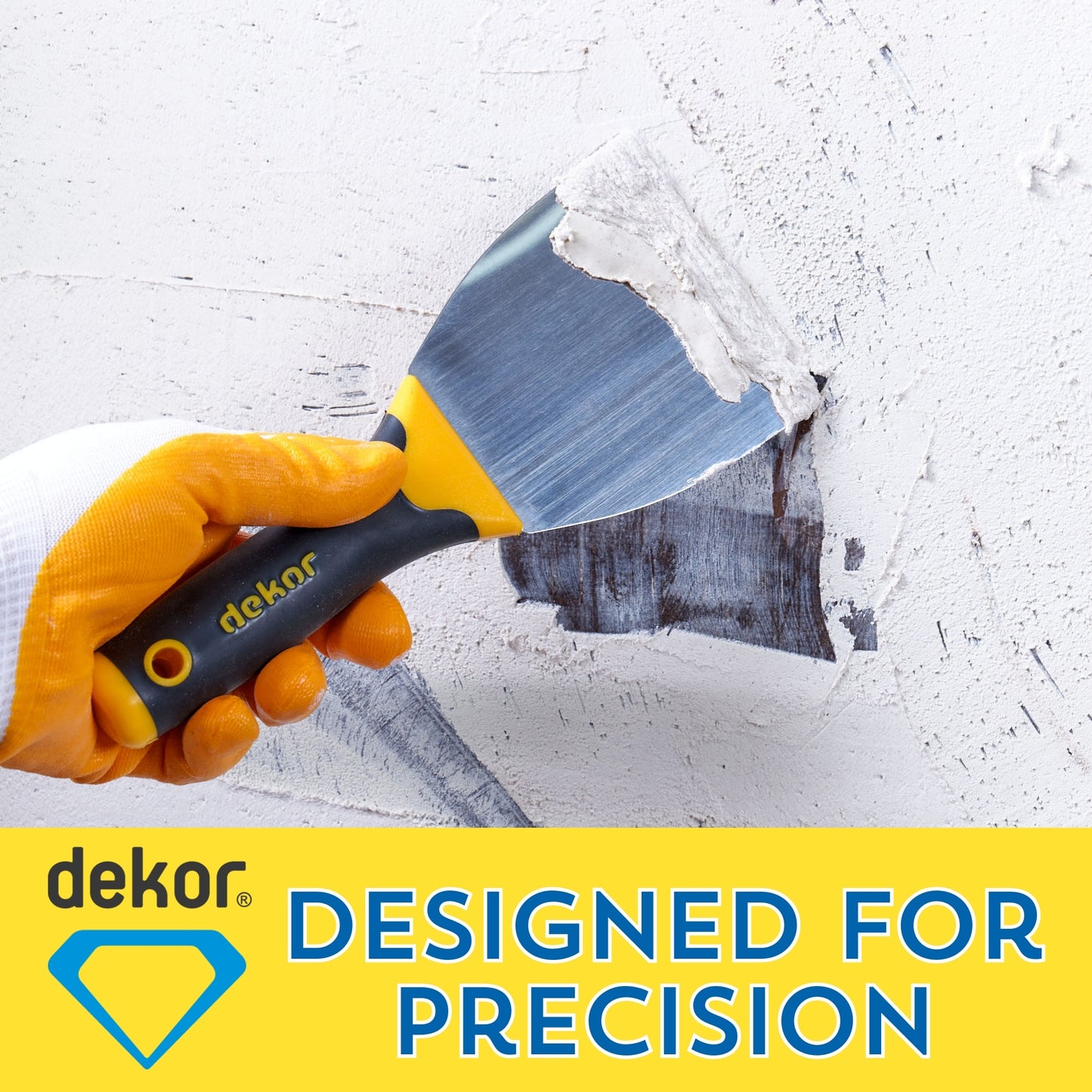DEKOR Putty Knife - 4" - German Stainless Steel - Soft Grip
