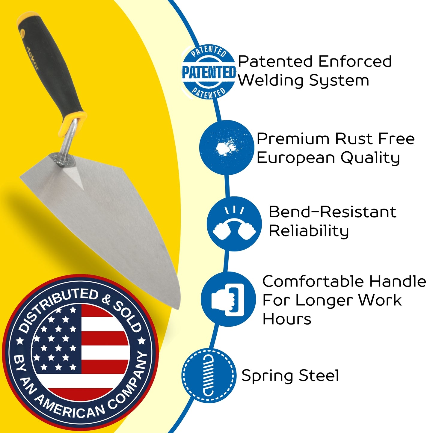 DEKOR London Style Pointing Trowel -  7" - Ergonomic Soft Grip