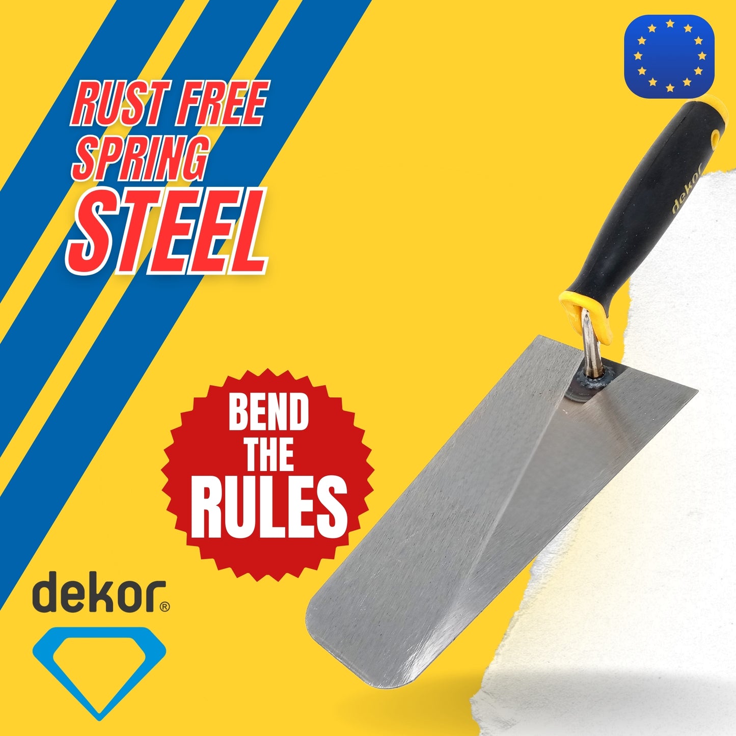 DEKOR Torino Style Plaster and Brick Trowel - 9" - Spring Steel