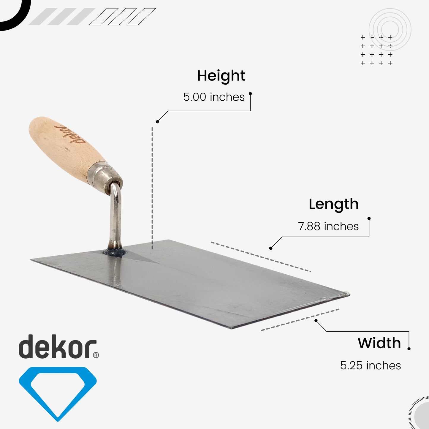 DEKOR Italian Style Brick Trowel -  8" - Wooden Handle
